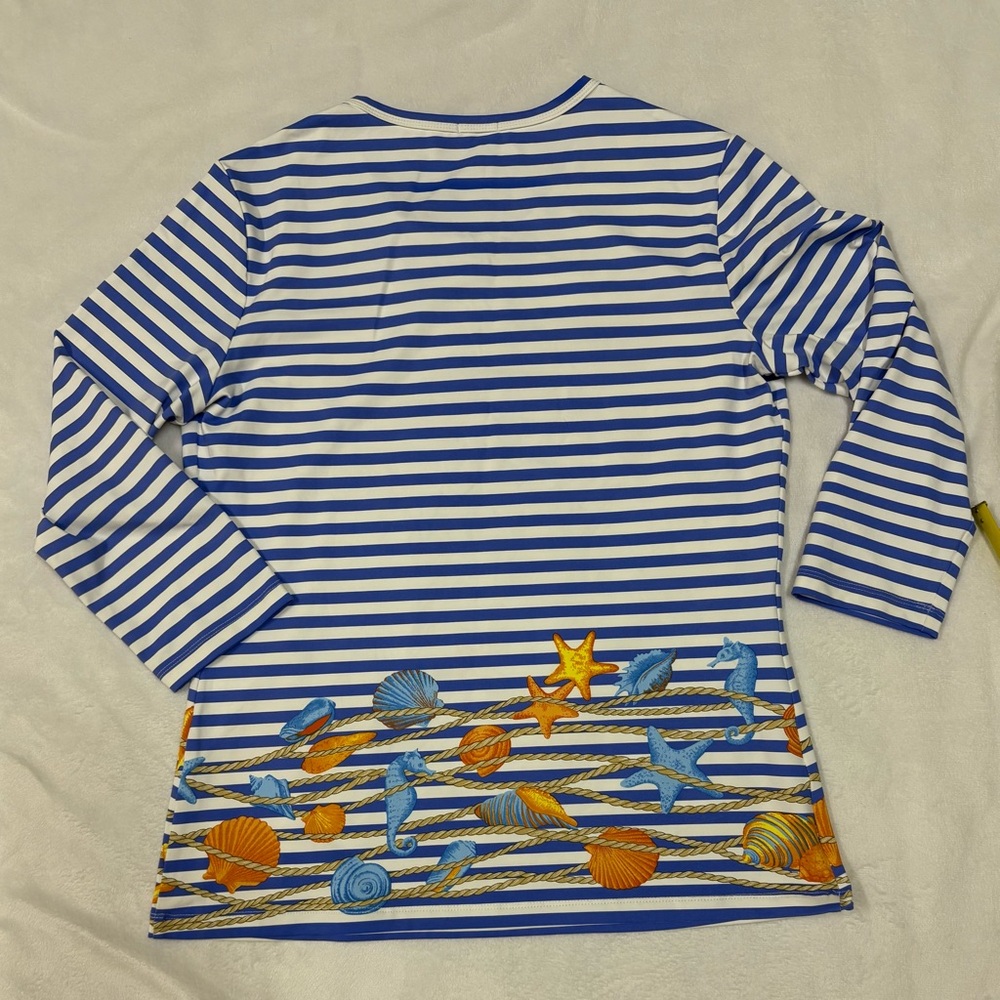 J. McLaughlin Blue and White Striped Top - Picture 2 of 7